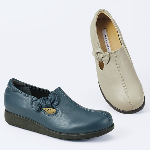 4Eリボン付きスリップオンシューズ