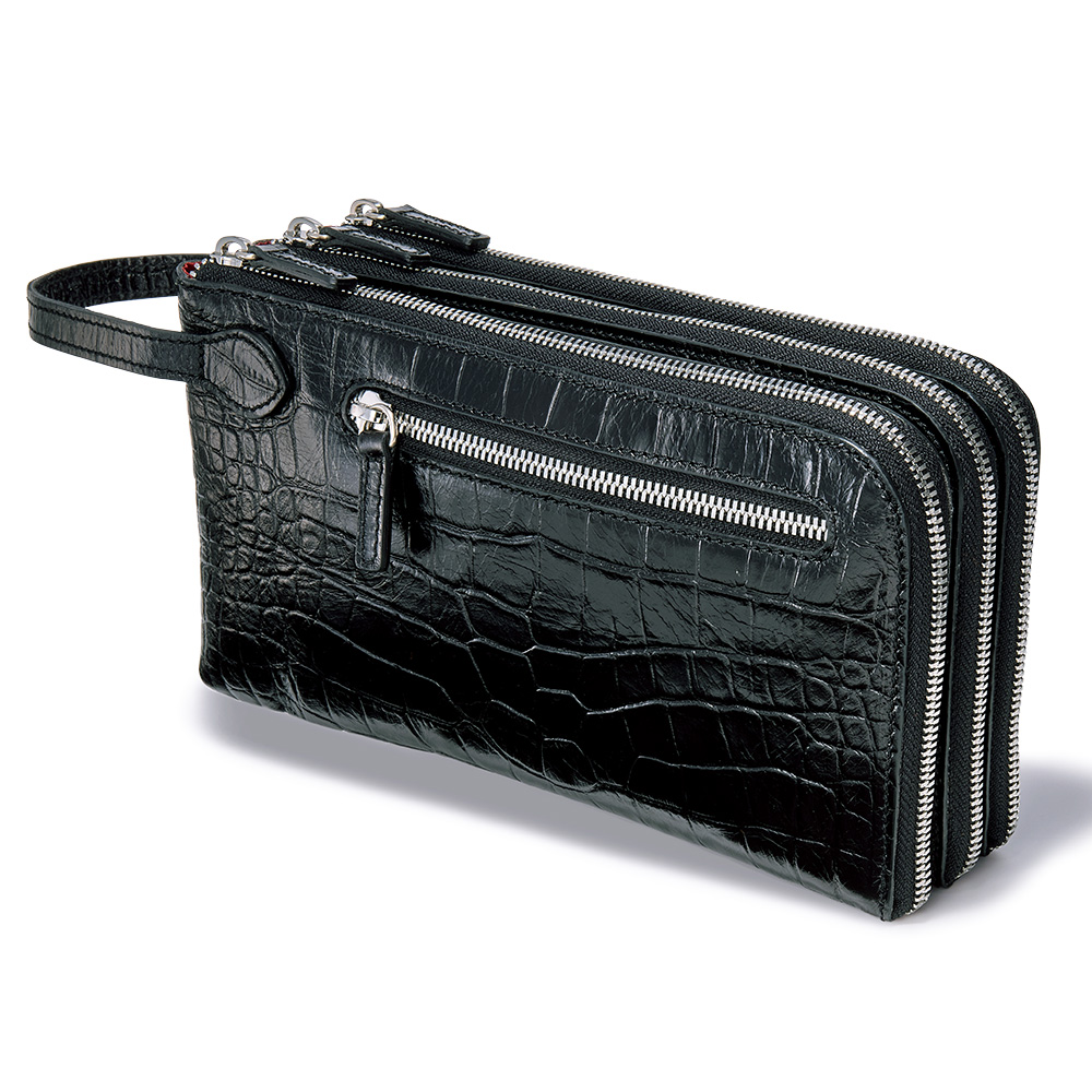 クロコ型押し･3連クラッチバッグ