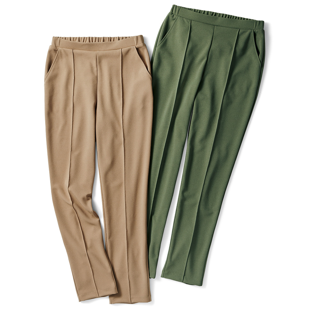 ジョーゼット風ピンタックテーパードパンツ