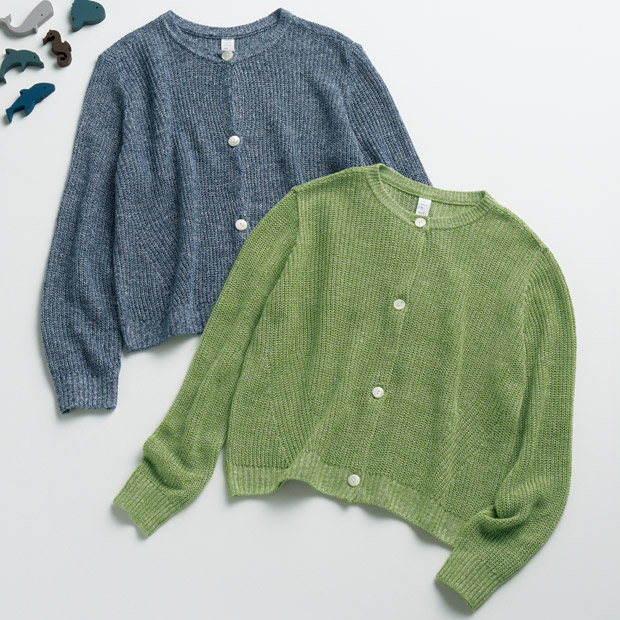 リネン畦編みカーディガン