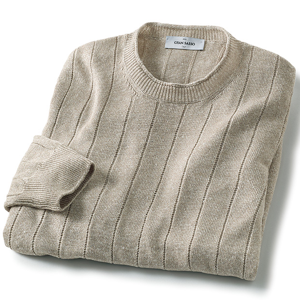 リネンコットンクルーネックニット