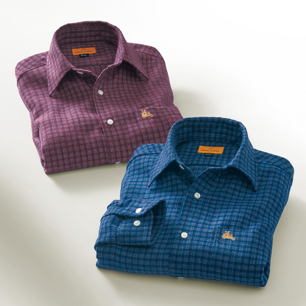 洗える両面起毛ウール・メランジチェックシャツ