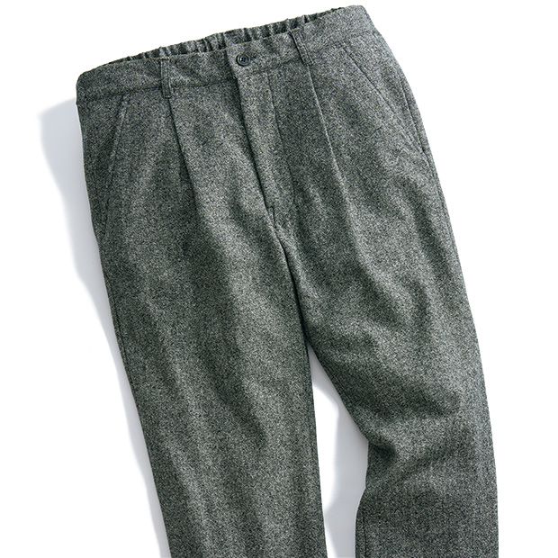 ウール混ツイードリラックスパンツ