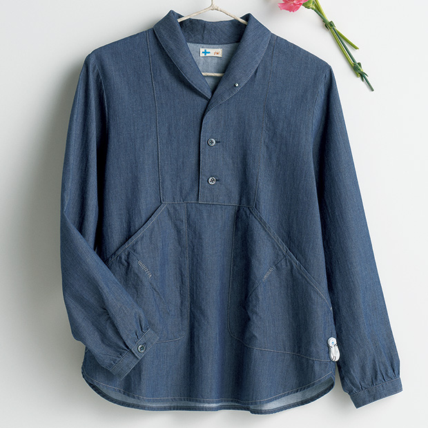 ショールカラープルオーバーシャツ