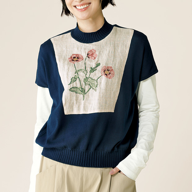 ポピー刺しゅうベスト
