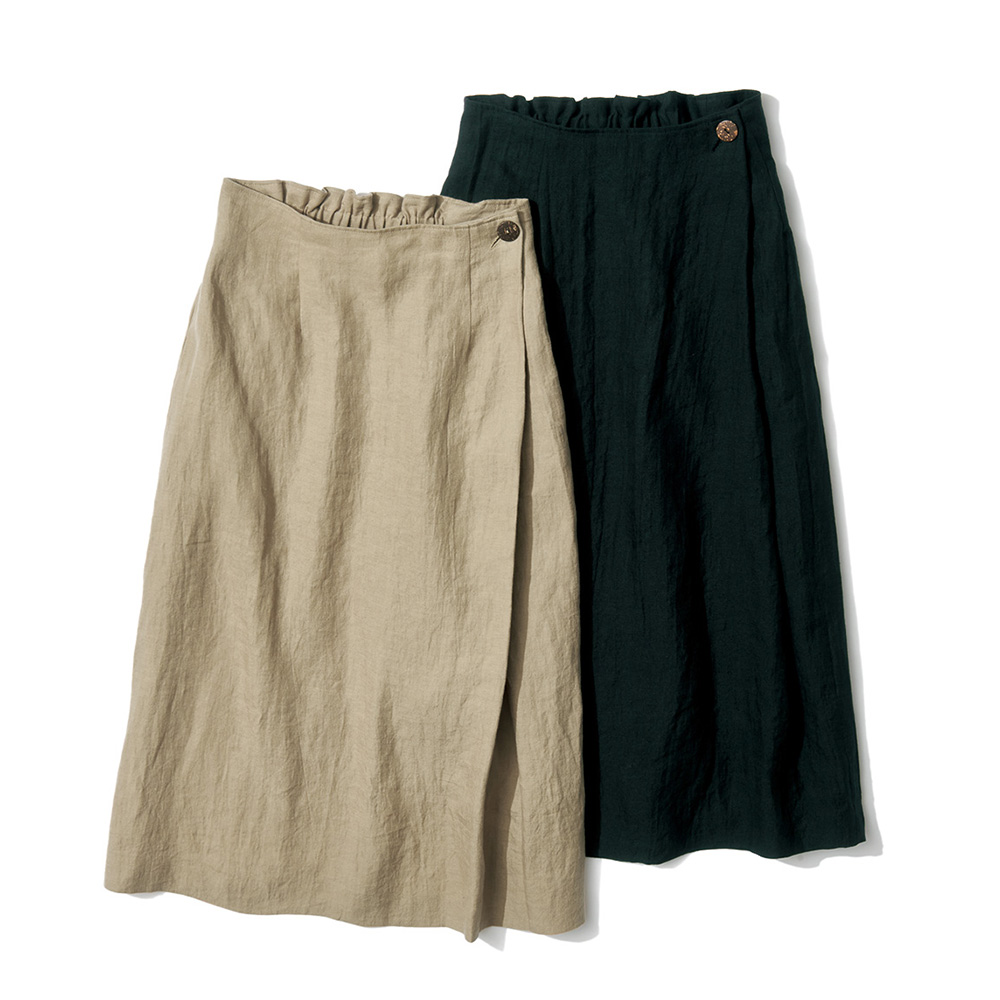 カリーノ コトーネ リネン ラップ風スカート ライトアップオンラインストア