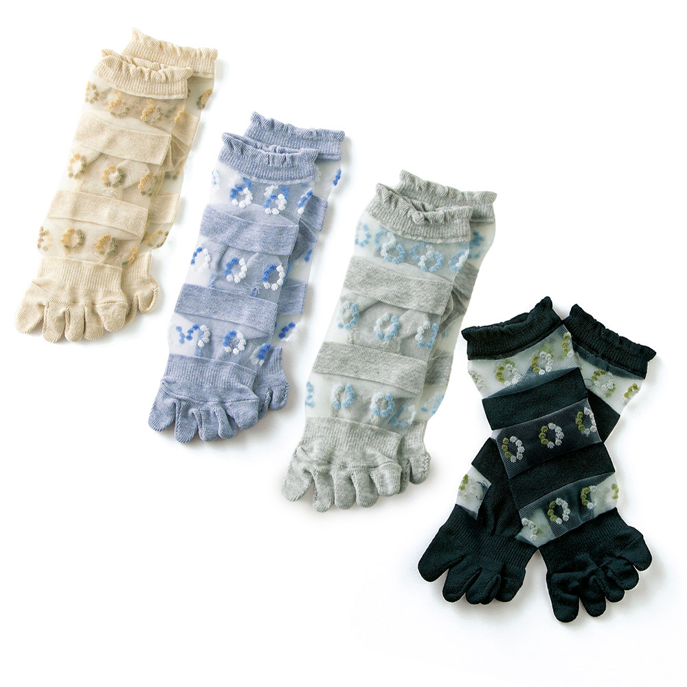 5本指シースルーソックス/4色セット