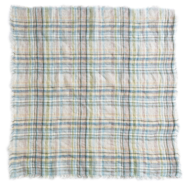 手織りのリネンチェックストール