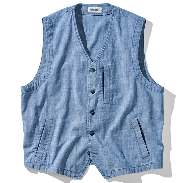 大人のブリーチドダンガリーベスト