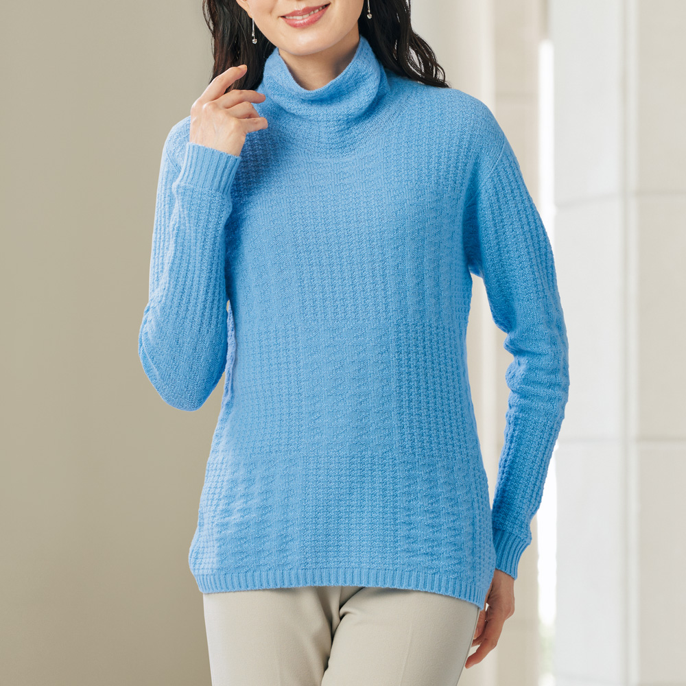 カシミヤ柄編みプルオーバー