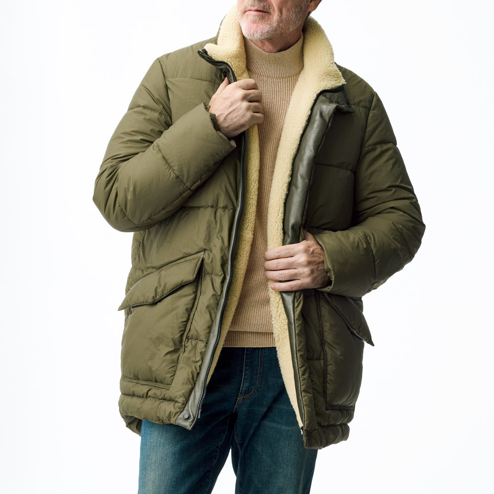 ムートン使いの中わたジャケット／BORDEAUX25