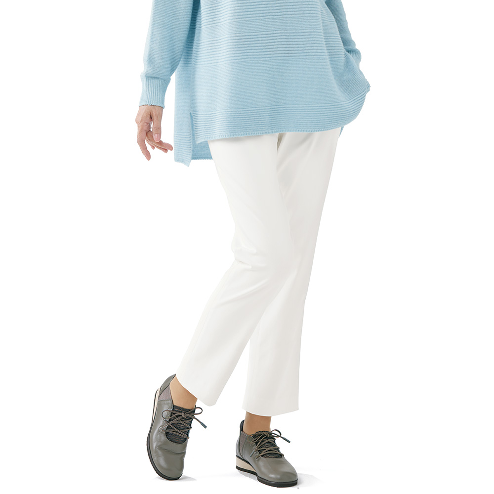 綿混ストレッチピケ・スリムアンクルパンツ