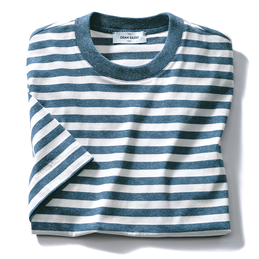 コットンリネンボーダーTシャツ