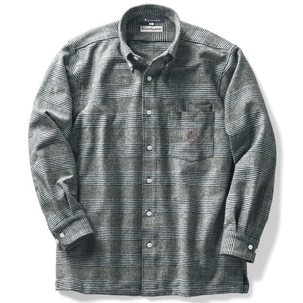 洗えるウール混グレンチェックB.D.シャツ