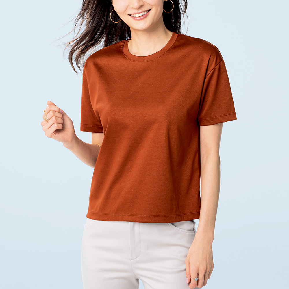 スムースコットン･ドロップショルダーTシャツ