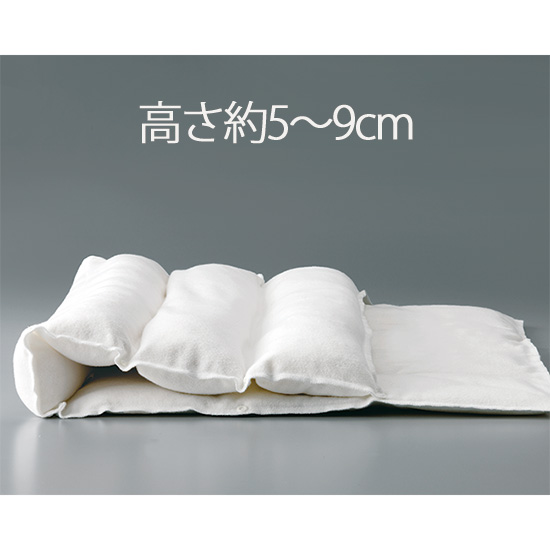 快眠姿勢を誘う首枕（高さ補助クッション付）／綿カバー