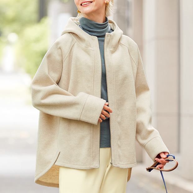 ウール混シャギーパーカ