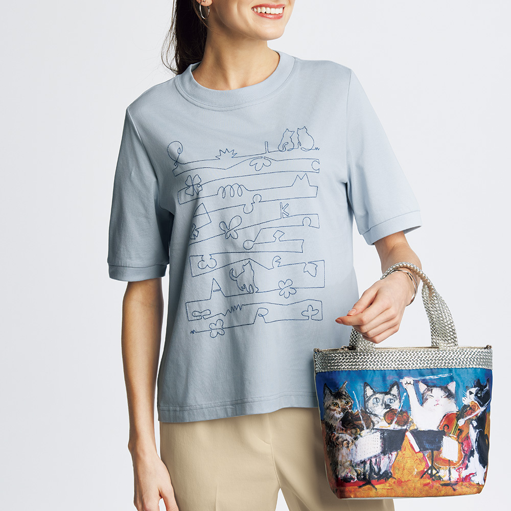 猫刺しゅうプルオーバー