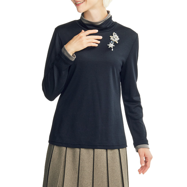 ウール配色プルオーバー