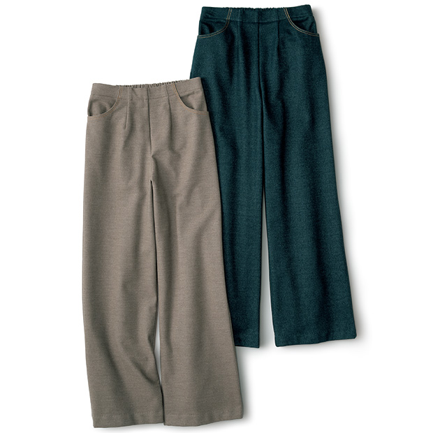 裏起毛デニム調ストレッチパンツ