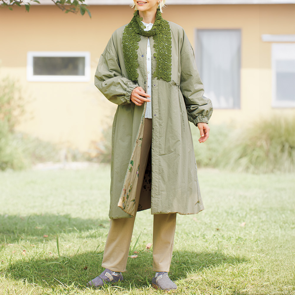 コットンプリント中わたリバーシブルコート