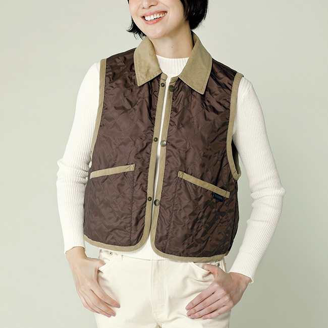 襟付きキルティングジレ