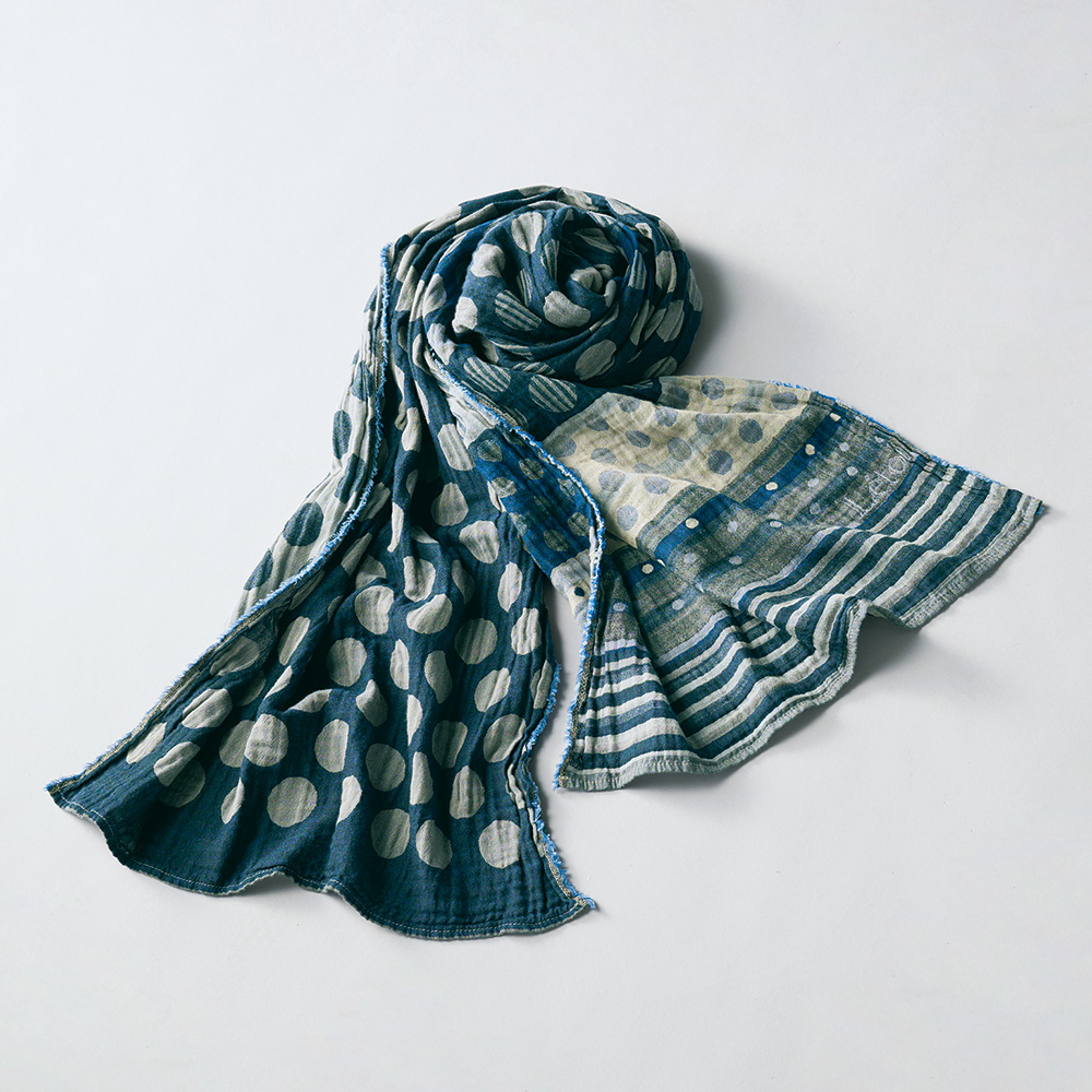 オーガニックコットン混･ジャカードストール（ドット）