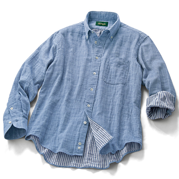 スラブシャンブレー･ダブルガーゼシャツ