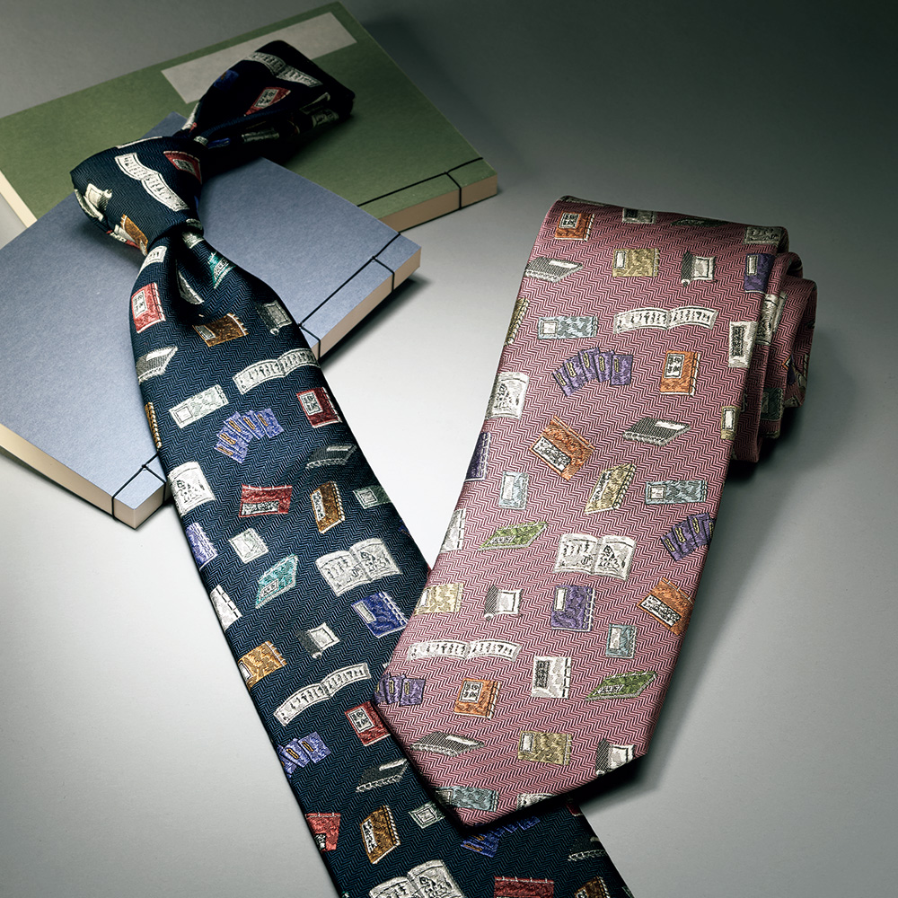 多色織り老舗のネクタイ／和本グラフ