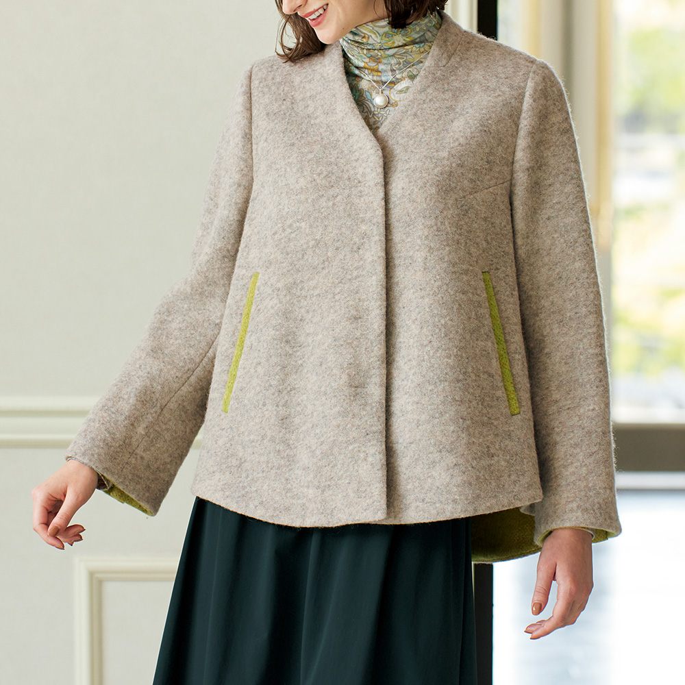 イタリア製生地使用デザインショートコート