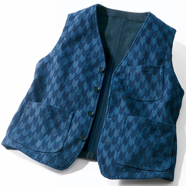 矢羽柄･文様刺し使いベスト