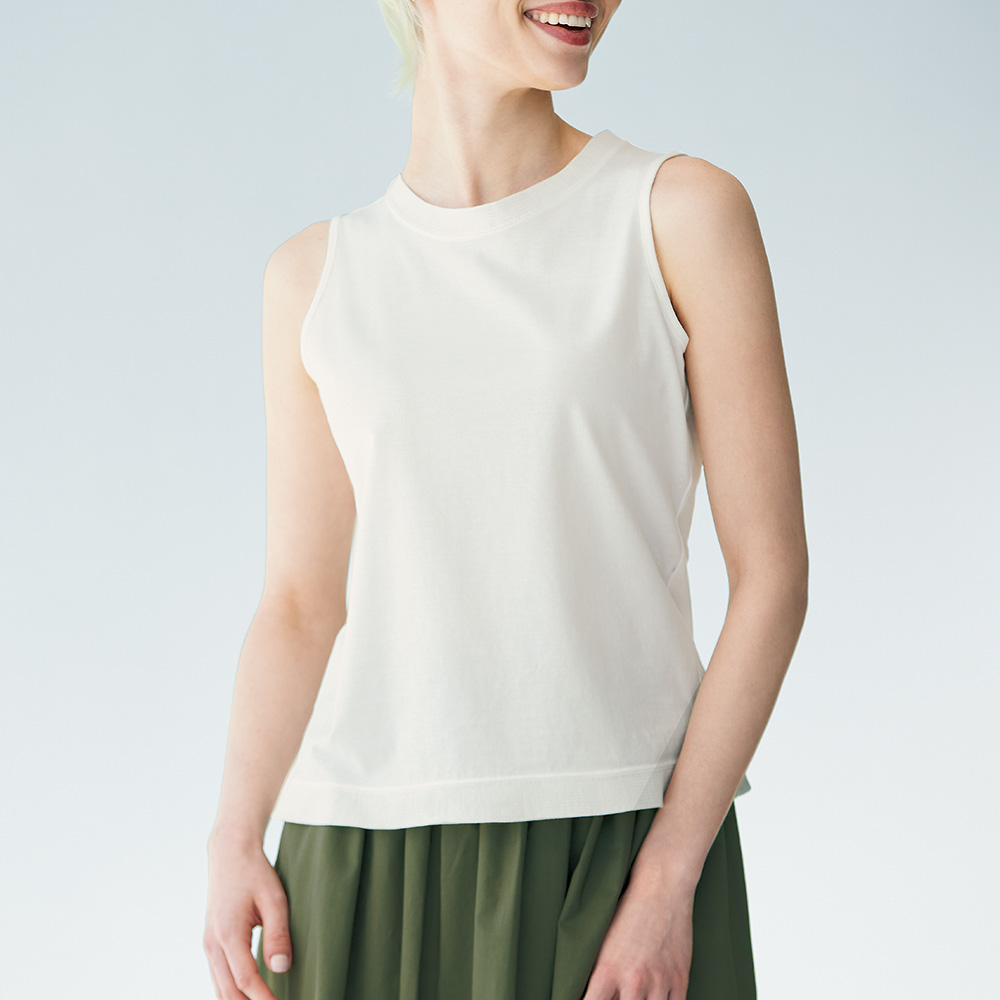 クールローレル･チュール使いコットンタンクトップ