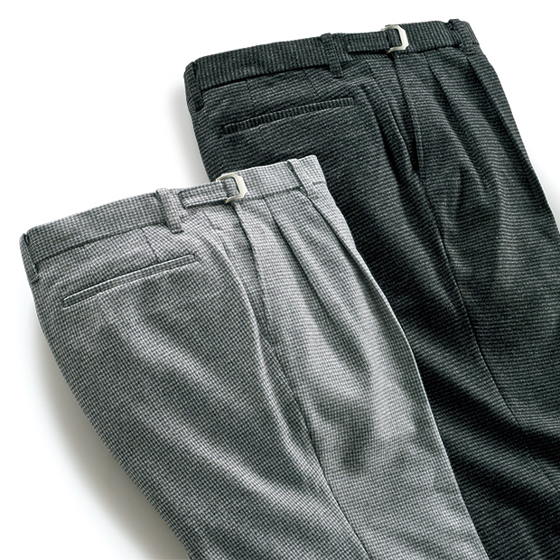 新･大人の真定番ウール混千鳥格子スラックス