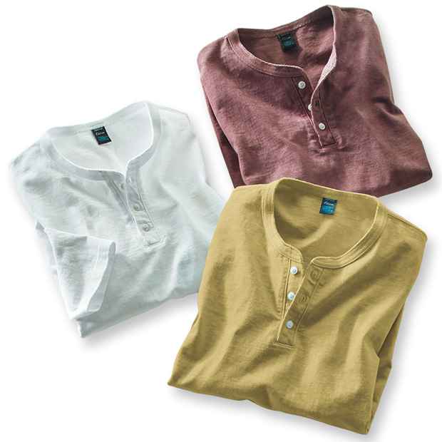 米綿ヘビージャージー･七分袖ヘンリーネックシャツ／別注