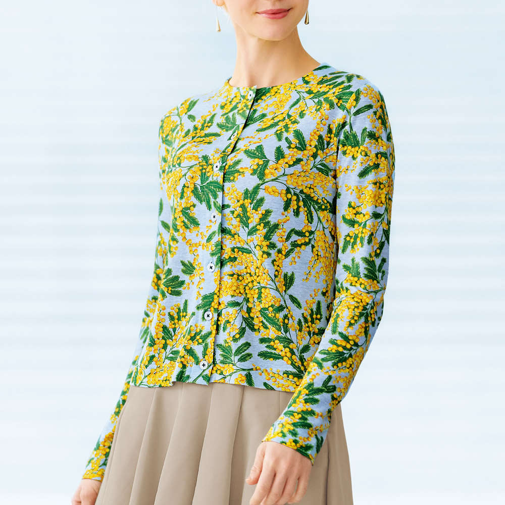 ミモザプリントカーディガン/当社限定