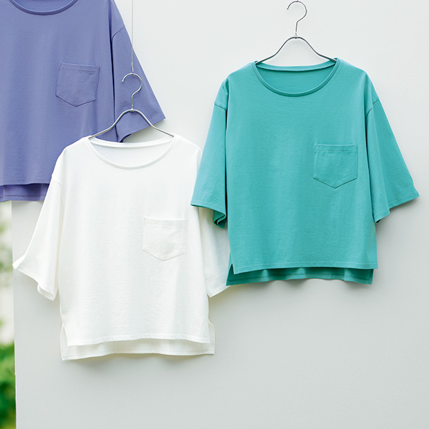 コットン五分袖Tシャツ