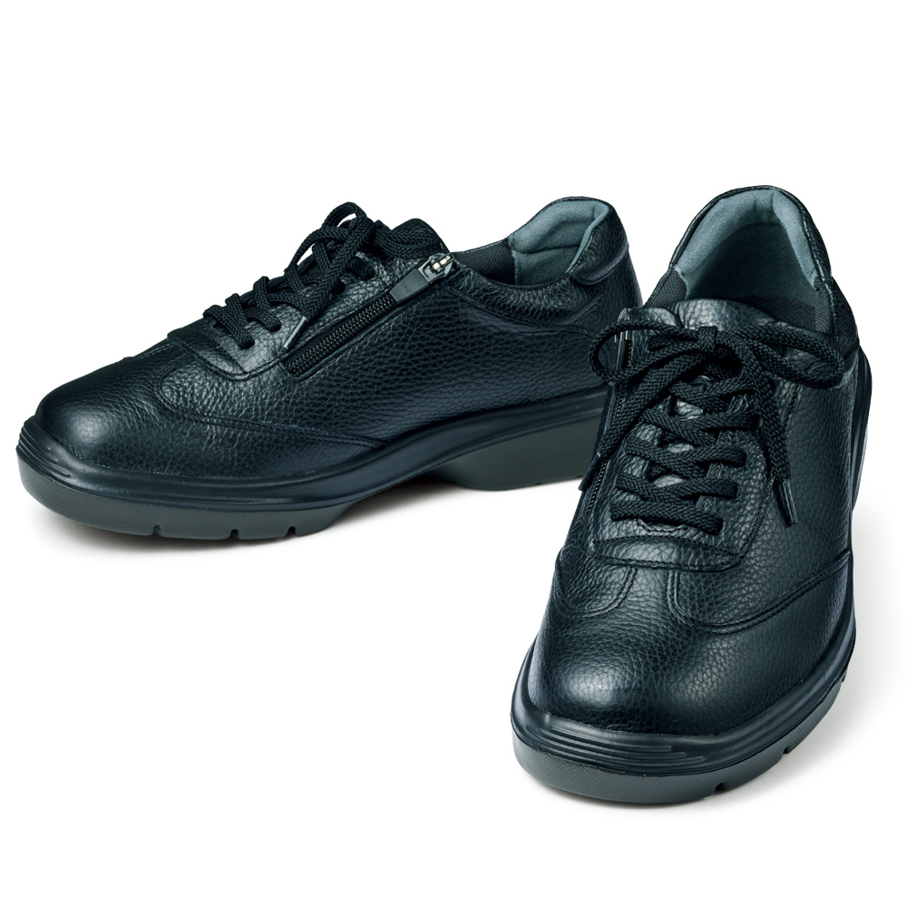 足をいたわる男の靴/5Eサイドファスナーレザースニーカー