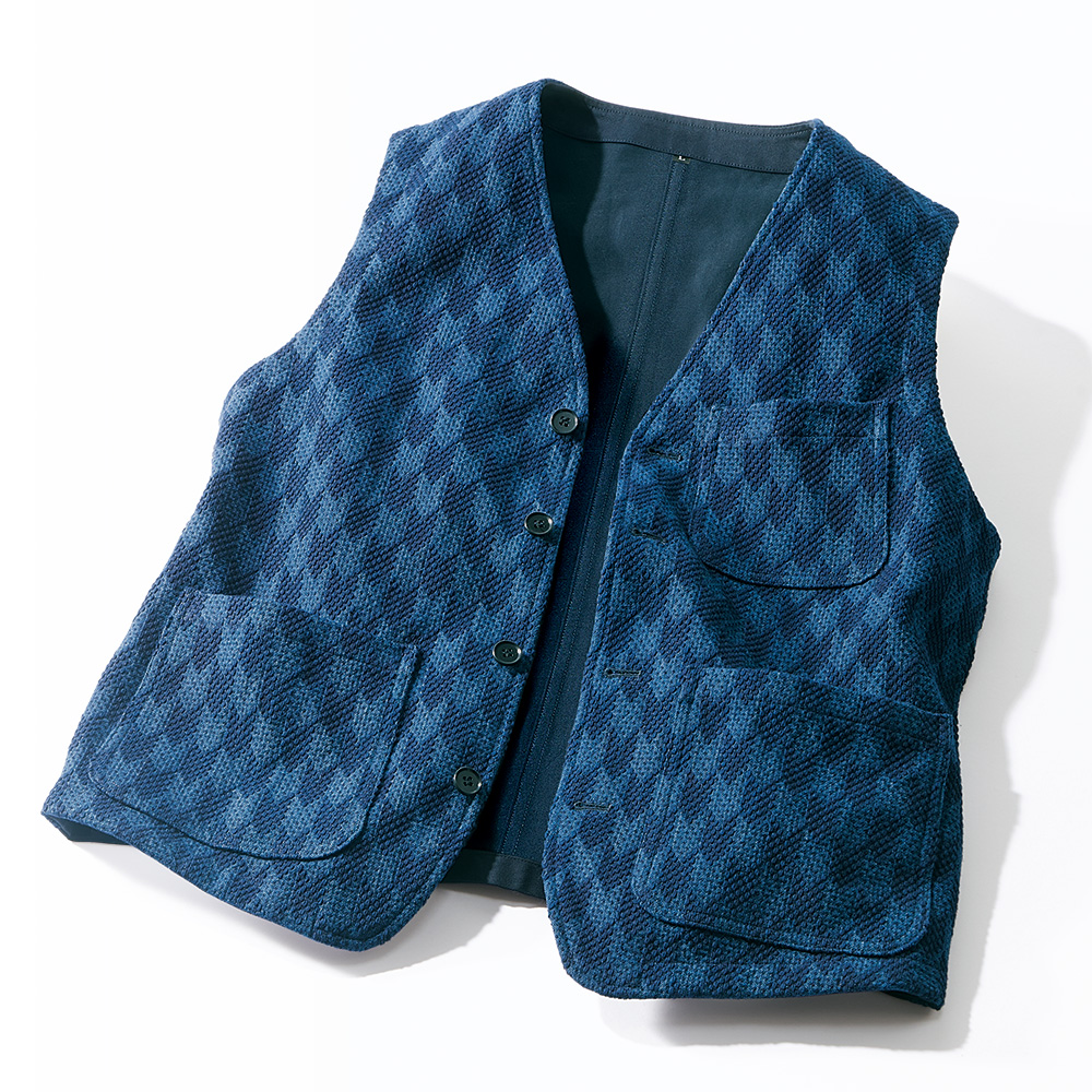 矢羽柄･文様刺し使いベスト