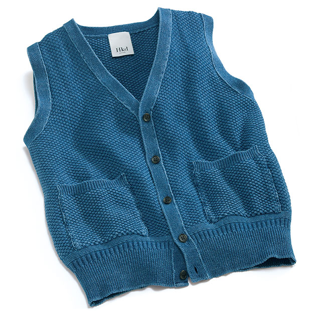 インディゴ染めニットベスト