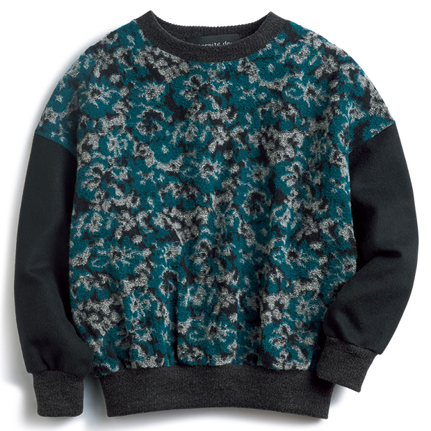 ウール混異素材使いプルオーバー