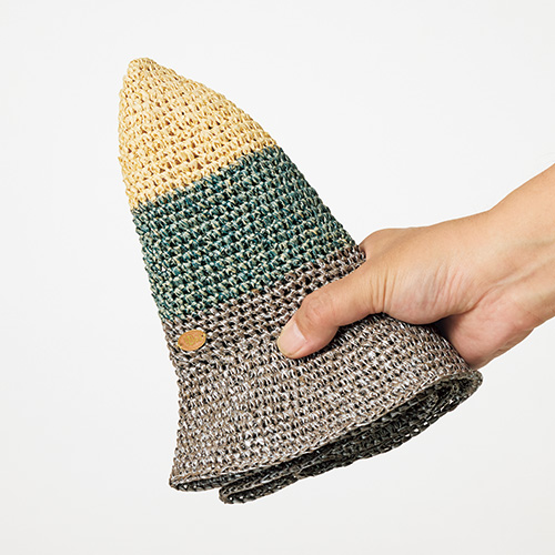 手編みの和紙混ローラブルハット