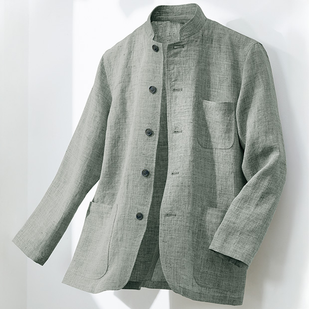洗えるリネン･清涼マオカラージャケット