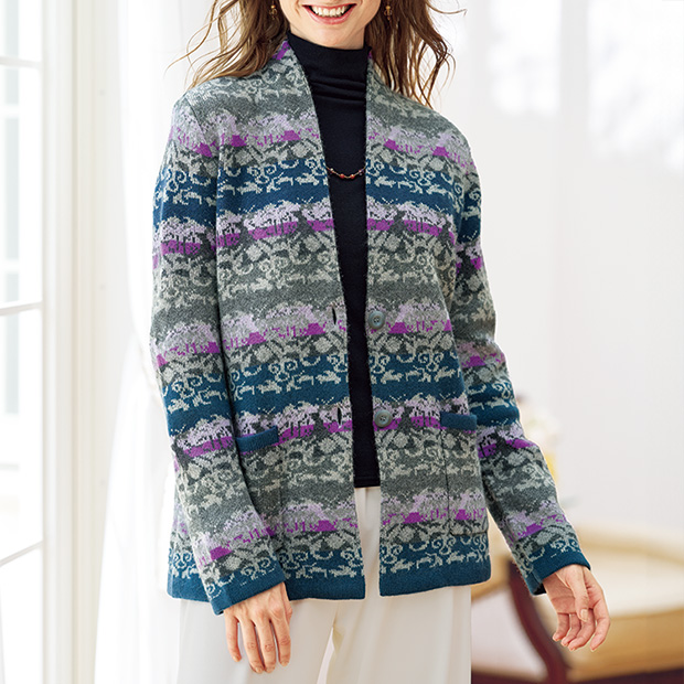 カシミヤジャカードカーディガン