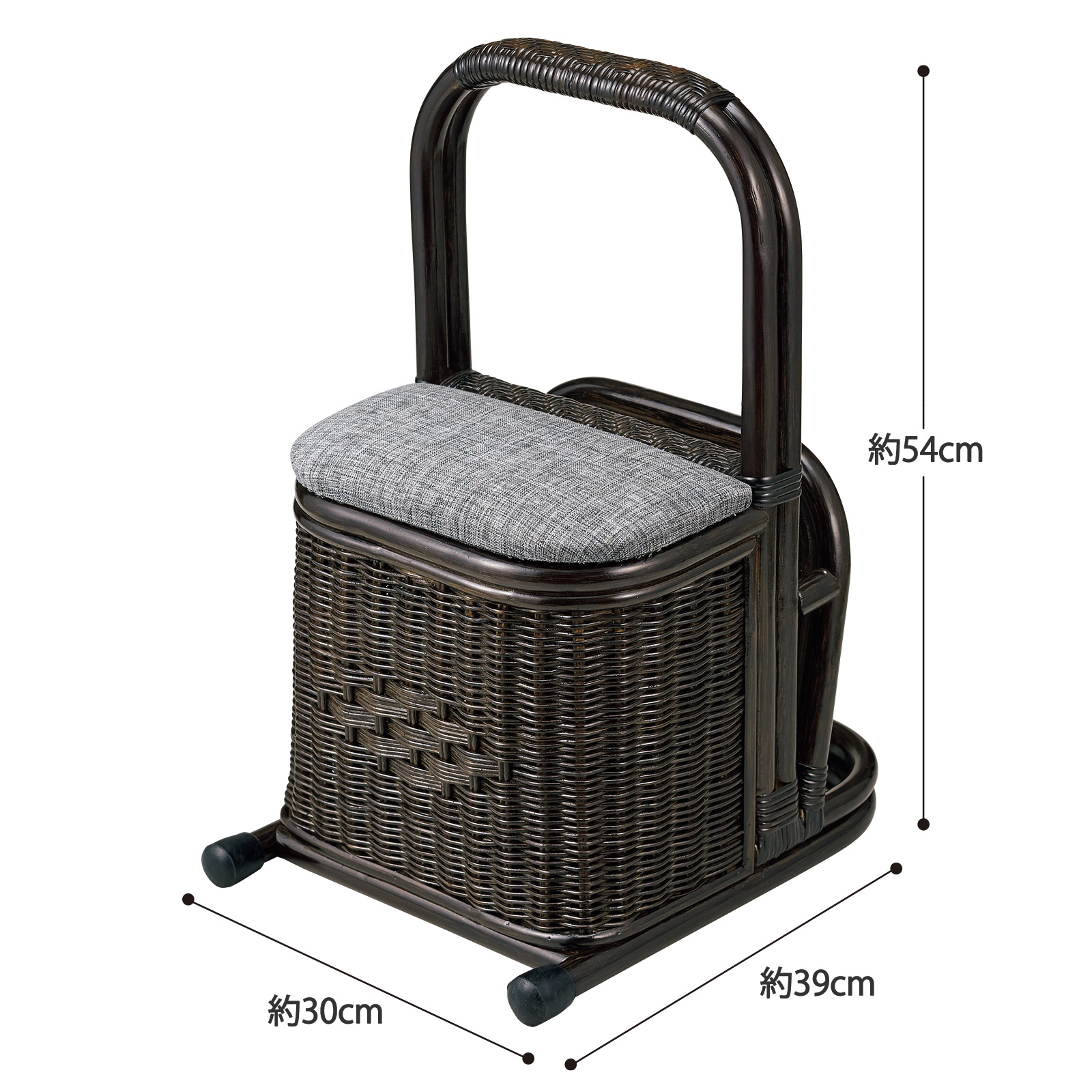 籐製つかまり立ち台／小物入れ付