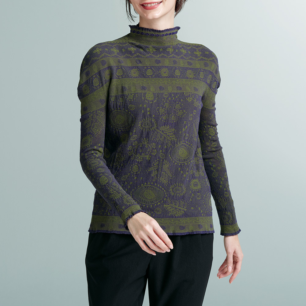 ラッセル編みリバーシブルプルオーバー