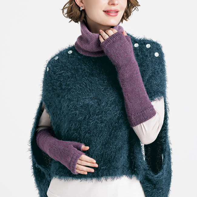 アルパカニットネック&アームウォーマーセット