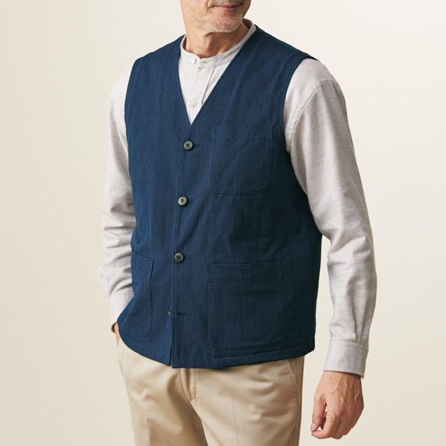 武州藍染の中わた入りベスト