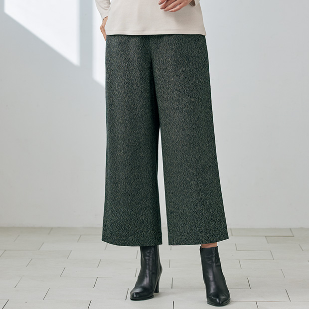 三子撚りコットンセミワイドパンツ