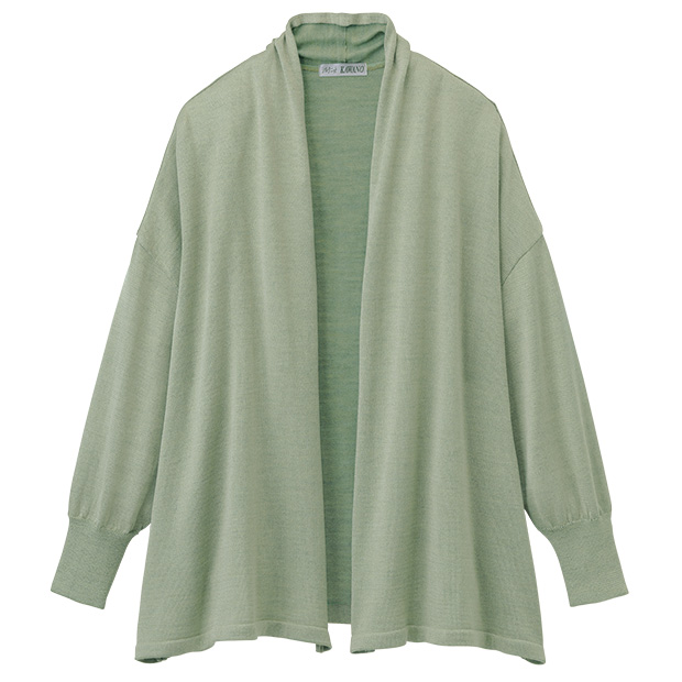 ウールシルクの洗える着流しカーディガン