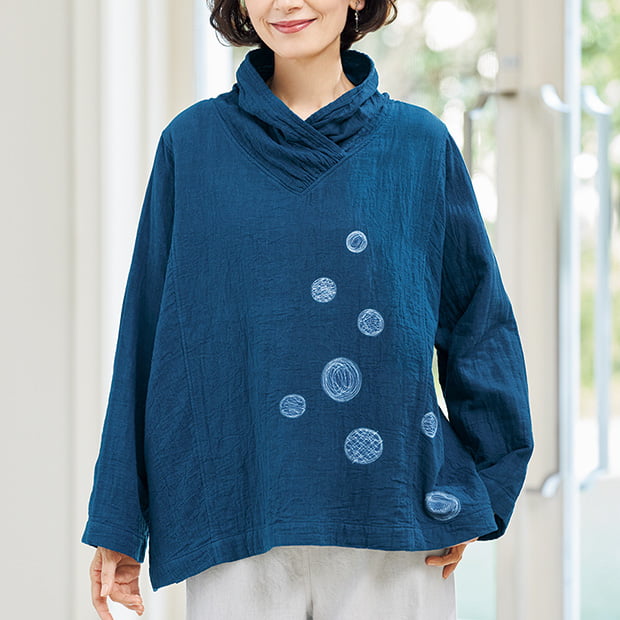 トリプルガーゼ･藍染プルオーバー